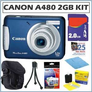  Canon PowerShot A480 10 MP Digital Camera Blue + 2GB 