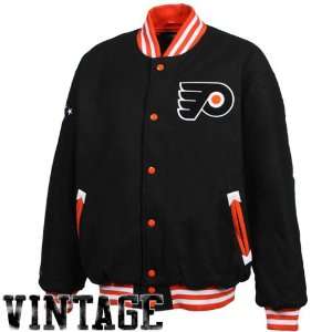   Ness Philadelphia Flyers Black Wool Varsity Vintage Full Button Jacket