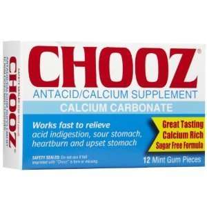  Chooz Antacid Calcium Supplement Gum, Mint, (2 Pack 