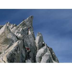  Mountain Climbers Make Their Way up Bugaboo Spire 