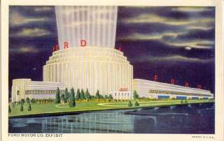 Postcard 109938 2 Ford Exhibit Chicago Worlds Fair  