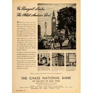  1946 Ad Chase National Bank London Branch Big Ben Bus 