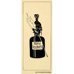 1913 Print Evil Satan Devil Man Muscles Feather Quill Ink Bottle Art 