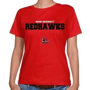   Ladies Red University Name Classic Fit T shirt