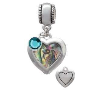  Abalone Shell Heart   Two Sided European Charm Bead Hanger 