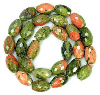 10x14mm Faceted Salmon Moss UNAKITE Barrel Beads 15.5  