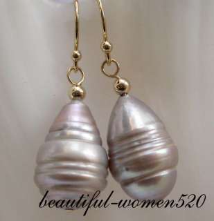 nature baroque 17mm gray freshwater pearl dangle earring 14k
