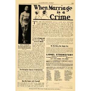 1920 Ad Marriage Crime Lionel Strongfort Health Sargent 