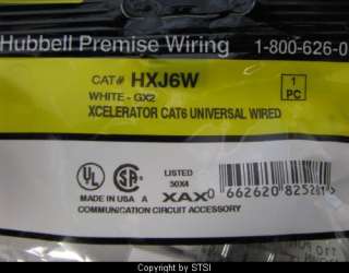 Hubbell XCelerator Cat6 Jack, White HXJ6W ~STSI  
