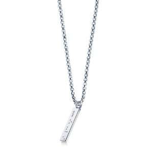 HIS   Sterling Silver Diamond Braille LOVE Tag Necklace for Men w/t 