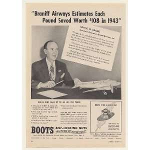  1944 C G Adams Braniff Airways Boots Self Locking Nuts 