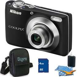 Nikon COOLPIX L24 14MP Black Digital Camera 4GB Bundle 018208262397 