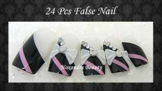 24Pcs 3D Pre Design False Nails Tips Nail Art #24007 FS  