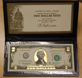 24K GOLD $2 BILL FEDERAL RESERVE NOTE  