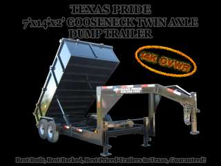 7x14x2 Texas Pride Gooseneck Twin Axle Dump Trailer 14K GVWR