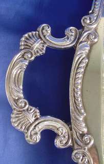 Vintage HEAVY English Footed 2 Handled Silver Plated Serving Tray 