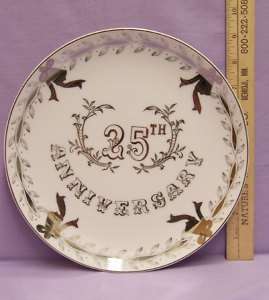 LEFTON CHINA 25TH ANNIVERSARY PLATE HAND PAINTED SILVER  