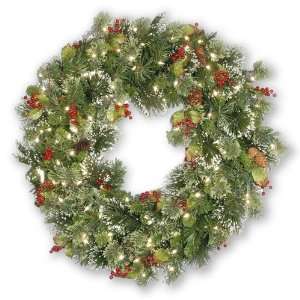  24 Pre Lit Wintry Pine Wreath