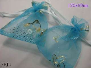 50pcs LARGE SIZE Butterfly Organza wedding favor gift pouch bags 3.5 
