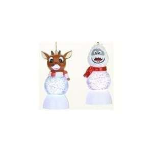  Club Pack of 24 LED Lighted Rudolph & Bumble Glitterdome 
