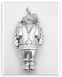Santa w/ Bag of Toys Holiday Ornament   Sterling Silver  