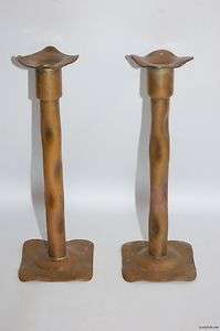 Brass Pair of WW1 Trench Art Candle Sticks  