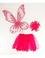   Wing Set with Wings, Tutu, Hair tie (Pony o). Select Color Pink