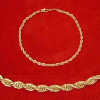 NEW 24K HEAVY GOLD GP SPARKLING FRENCH ROPE CHAIN 9.5 ANKLET FAST 