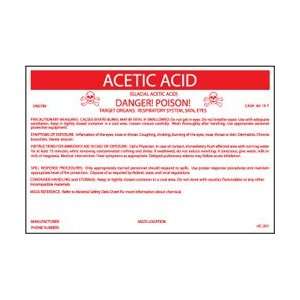 HC201P   Container Labels, Acetic Acid, 6 1/2 X 10, Pressure 