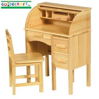 New Wooden Kids Wood JR Roll Top Desk & Chair Natural  