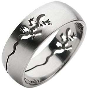    Size 12 Spikes 316L Stainless Steel Lizard Carve Ring Jewelry