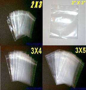25ea 2X3 3X3 3X4 3X5 QUALITY 2MIL Poly Shipping Storage Zipper Bags 