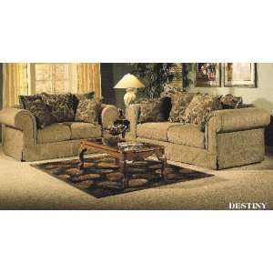   pc Destiny Sofa and love seat set with rolled arms and pillow backs