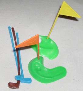 Golf cake topper   2 flags, 2 greens, 1 balls, 3 clubs  