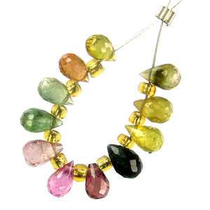AA Multi Tourmaline 5 6 mm Faceted Drop Briolette Beads  