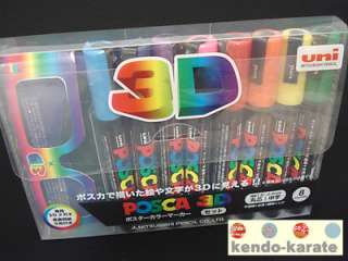 Limited Edition UNI POSCA 3D POSCA PC 5M 8 Color Markers Set Brand New 