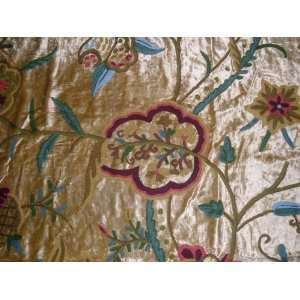  Crewel Fabric Lotus Classic Bright Gold Cotton Viscose 