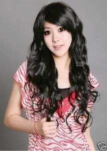 New Cosplay Lovely black long curly wig+gift  