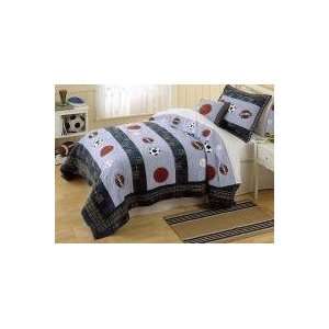 Sports Action Twin Quilt with Pillow Sham