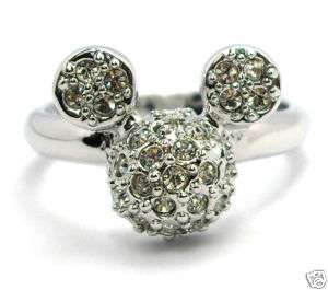 Disney Mickey Mouse Head Multi Clear Crystal ring  