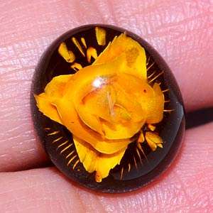 36 Ct. Flower Carving In Natural Brown Yellow Amber Poland  