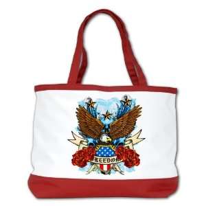  Shoulder Bag Purse (2 Sided) Red Freedom Eagle Emblem with 