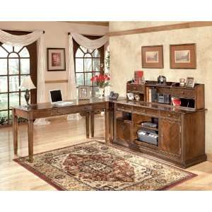  Large Leg Desk w/ Corner Table & Large Low Hutch (H527 44R 