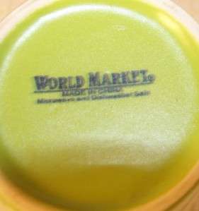 World Market Ceramic Lime Green Gripper Travel Coffee Mug Cup  