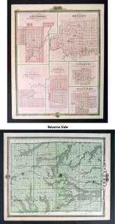 1875 Iowa Map Denison Glenwood Malvern Hastings Clarke  