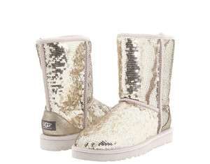   Classic Short Sparkles Sequined Silver Womens Winter Boots 3161  