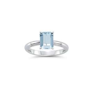  2.00 Cts Aquamarine Solitaire Ring in 14K White Gold 10.0 