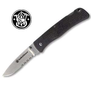  Smith & Wesson Bullseye Knife with Serrated Black Blade 
