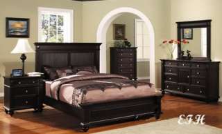 NEW TRANSITIONAL STYLE ESPRESSO WOOD QUEEN BEDROOM SET  