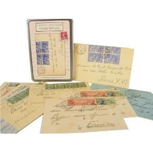  Cavallini Carte Postale Vintage Letters Theme Tin of 18 (9 